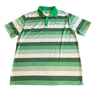 Nike Golf Tour‎ Performance Polo Shirt Mens XXL Dri-Fit Green Stripe 2XL